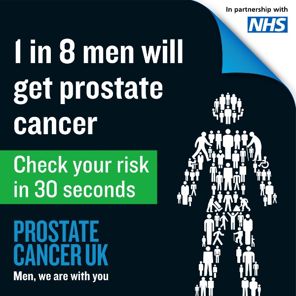 1 in 8 men will get prostate cancer. Check your risk in 30 seconds.